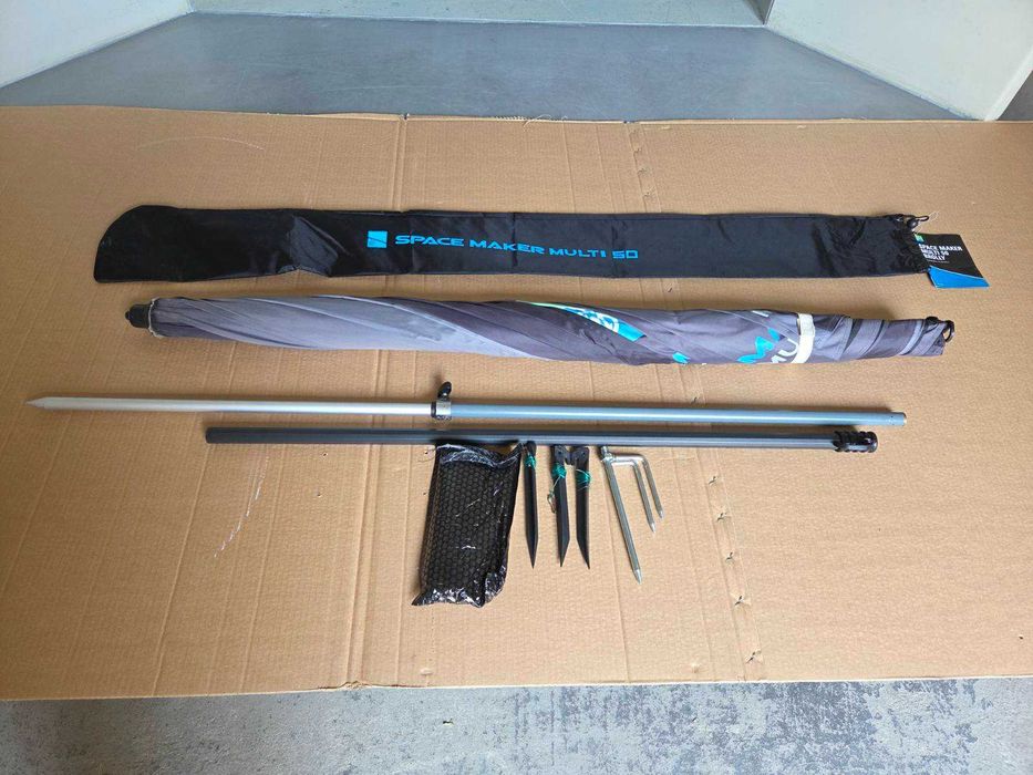 Риболовен чадър „Preston Space Maker Multi 50 Brolly“, с оригинален калъф и принадлежности