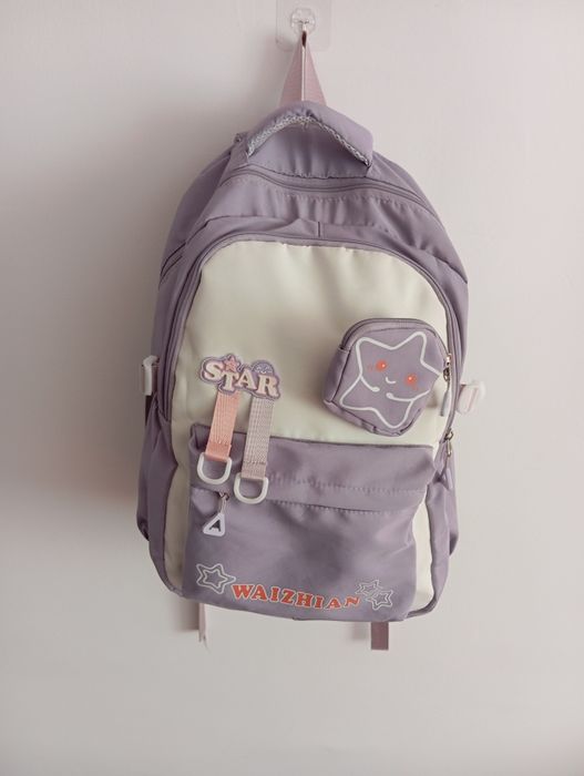 Rucsac Ghiozdan Fete Mov Pastel cu Steluță