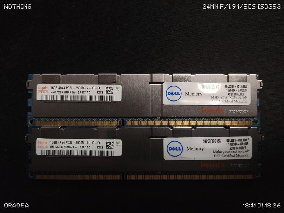 Vand 2x 16GB DDR3 ECC PC3L 8500R ( 32 GB total ), Dell Branded