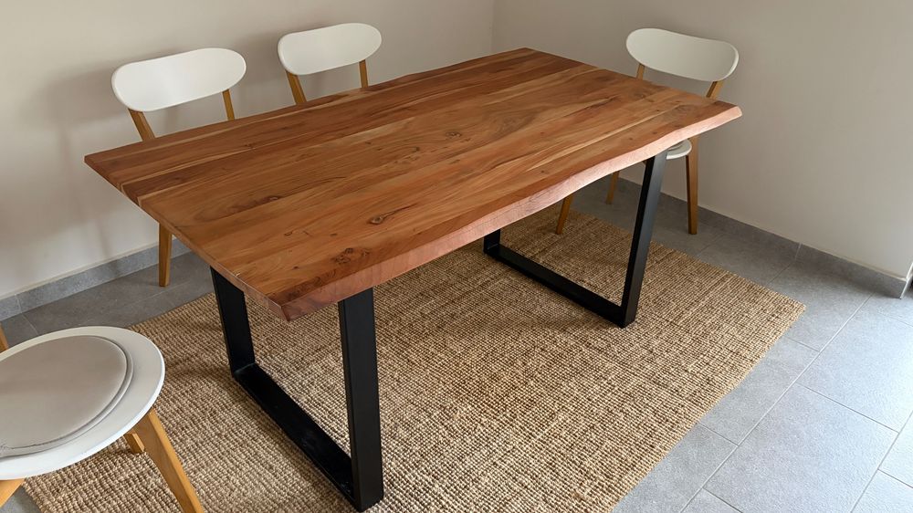 Маса дъб масив, метални крака