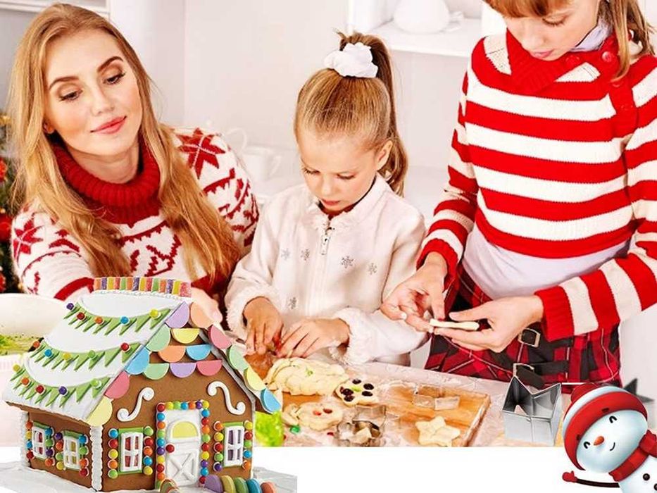 Комплект метални форми за коледни бисквити джинджифилова къща