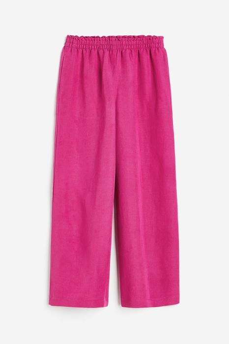 H&M ленен панталон цвят фуксия