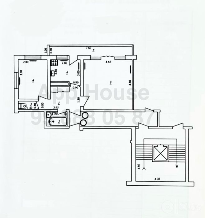 2-ух комн, 2/8/9 Ависозлар1, Кадышева, Халк банк, 60 кв м*, Франция.