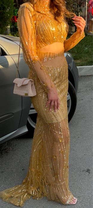 Златна официална рокля – ръчна изработка, S размер