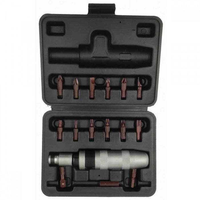 Ударна отвертка с комплект битове и адаптер адаптори 17части RockForce