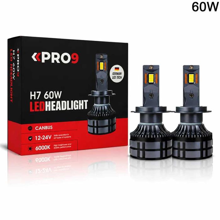 LED крушки H7 60W 6000K 14000lm 12-24V 2 ГОДИНИ ГАРАНЦИЯ