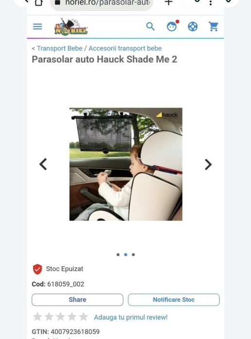 Vand parasolare auto Hauck Shade Me + bonus baby on board + husa scaun