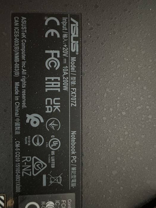 Ноутбук ASUS FX707Z Нерабочий