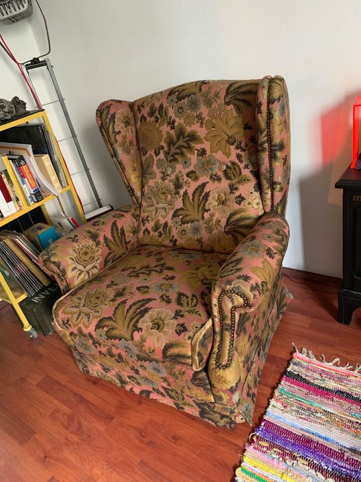 fotoliu vintage stofa lana