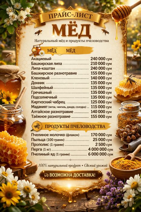 Мёд 12 сортов,прополис,пыльца и пчелиной молочко.