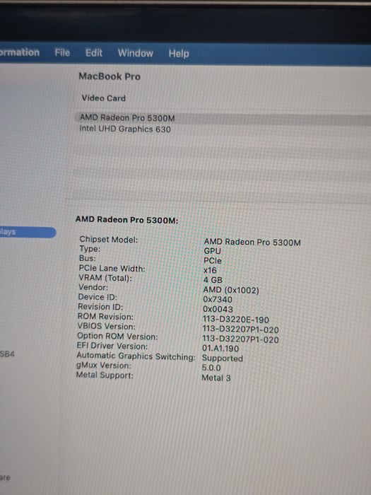MacBook Pro 16 inch (2019) A2141 | i7 2.6GHz | 16GB RAM | 512GB SSD | Radeon 5300M 4GB (are si Windows)