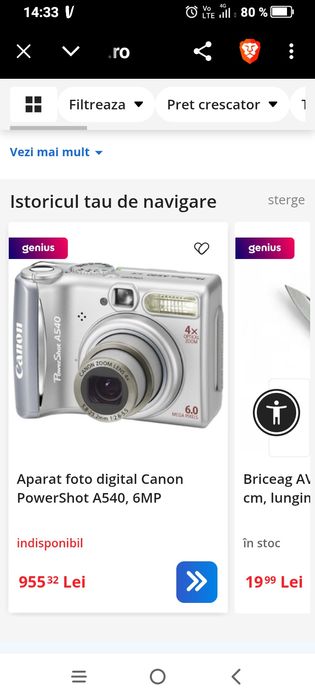 Cameră foto video canon powershot A540