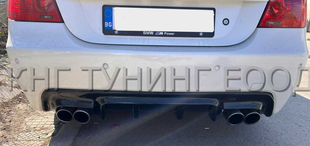 Двоен дифузьор за бмв е60 е61 м тех / Оребрен добавка за задна броня / Bmw e60 e61 m tech diffuser