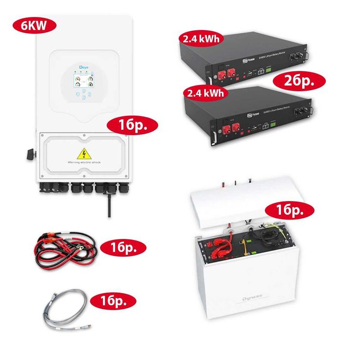 Комплект инвертор и батерия DEYE + DYNESS 6 kW 4.8 kWh