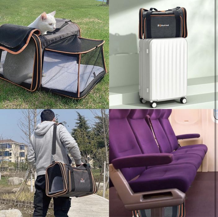 транспортна чанта за домашен любимец разширяема 43/28/28 авиокомпания
