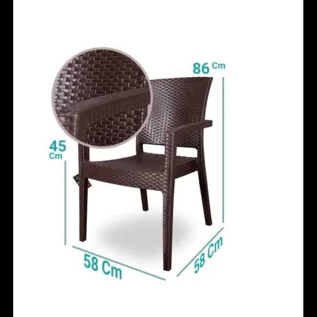 Комплект маса + 6 или 4 стола ратан 3 цвята и размери маси мод.1