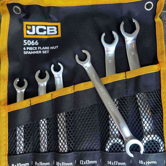 Комплект ключове за спирачни тръбички – 6 части (8–19 мм) JCB