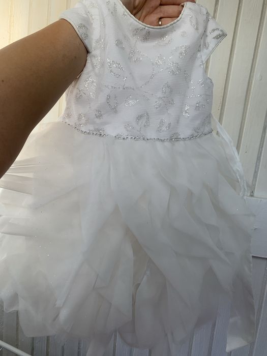 Официална бяла детска рокля