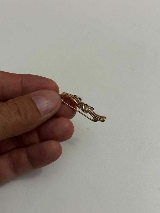 BROSA AUR galben si roz 18K + 4 Diamante + 5 Safire - 5.5g - Vintage !