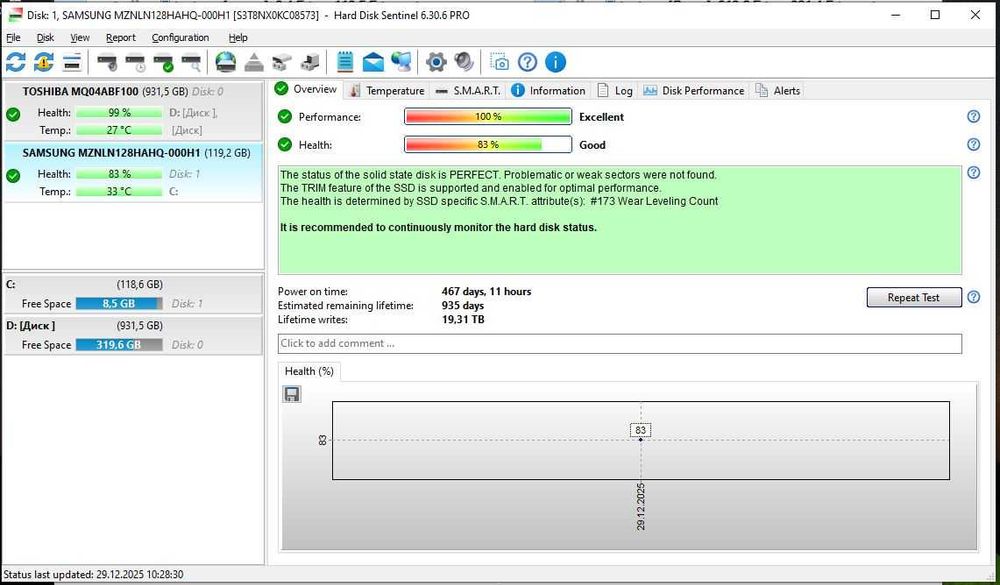 Samsung MZ-NLN128C - 128GB M.2 2280 SATA III NGFF Solid State SSD