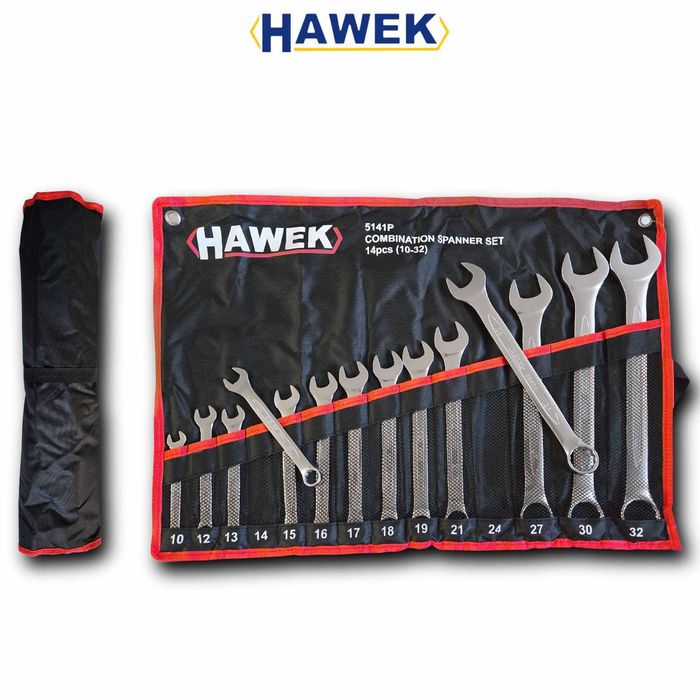 Професионален комплект звездогаечни ключове HAWEK 14части (10-32мм)