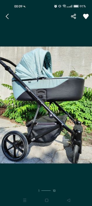 Комбинирана бебешка количка 3 в 1 , алуминиева рама, Riko side mint