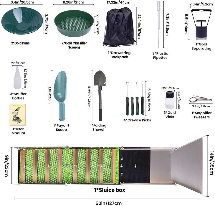 Kомплект за промиване на злато Улей, Легени, Сито