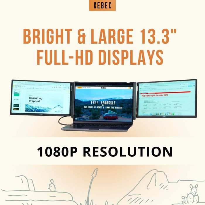 Portable Monitor Xebec Tri-Screen 3 for Mac/WIndows - новый
