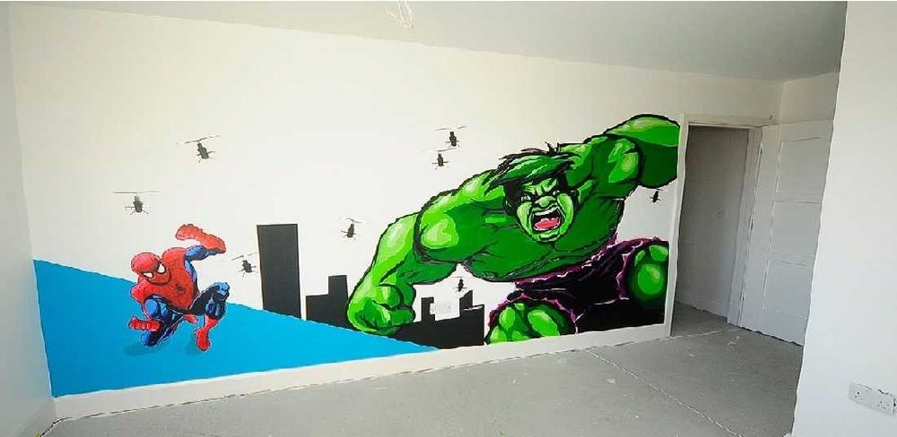 Picturi pe perete, cu personaje, peisaje si teme din desene animate