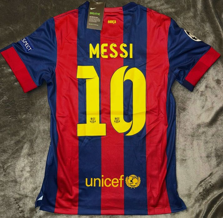 Tricou retro Messi 10 Barcelona UCL Finala 2015, măsura M, nou cu etichetă.