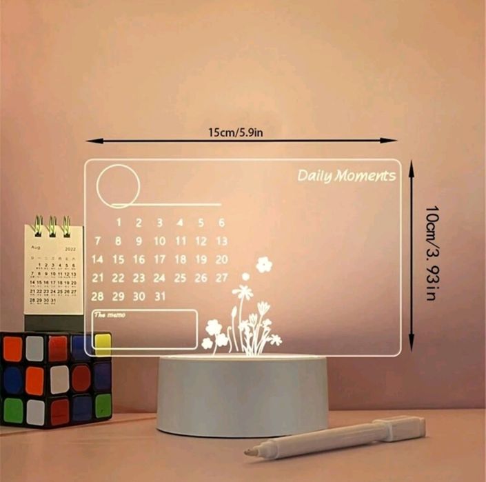 Акрилна светеща табла за съобщения  и нощна лампа с USB зареждане