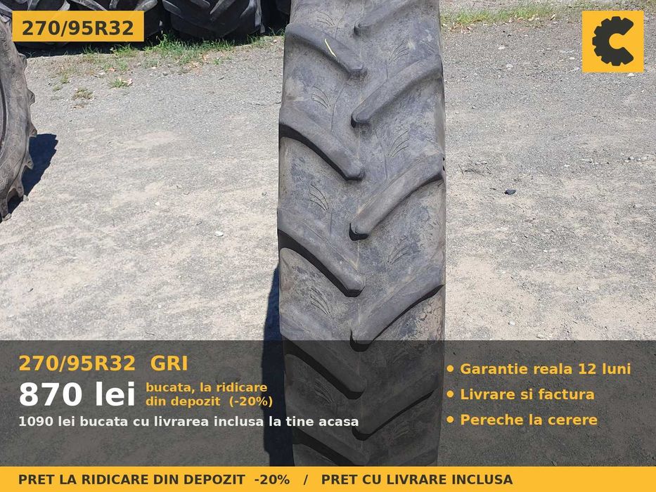 Anvelope Cauciucuri 270/95R32 270/95 R32 270/95-32 270 95 R32 2709532 GRI Prasitoare Tractor Roti Inguste SH Second Hand DISCOUNT Oferta Pret Bun