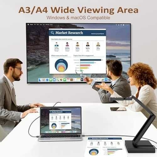 Нов визуализатор Документ камера 12MP 4K A3 уеб камера за Zoom OBS Teams Mac PC