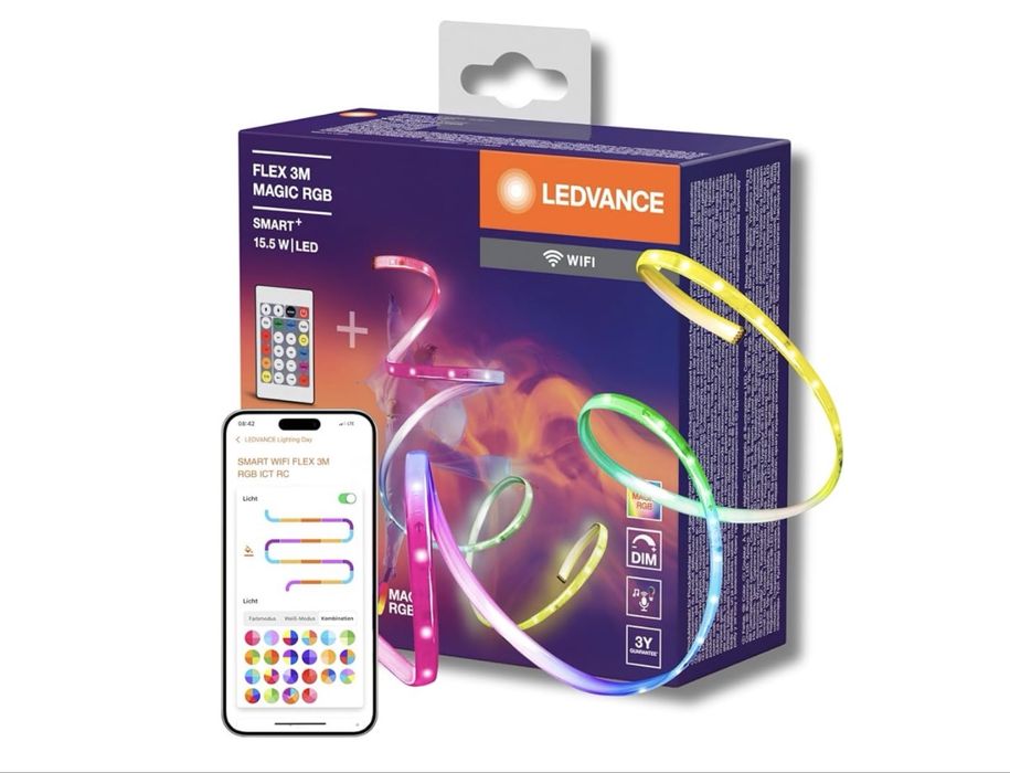 Bandă LED Ledvance Smart+ WiFi Flex 3M, Albă, 15 W, 350 lm