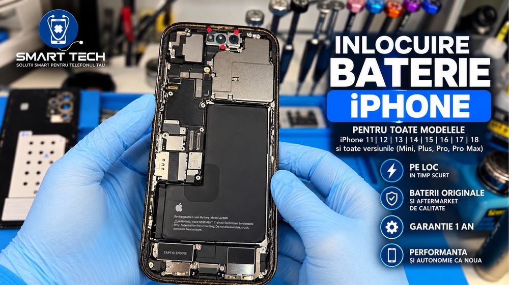 Schimbare Baterie iPhone 11 12 13 14 15 16 17 18 Pro Max – Service Iasi