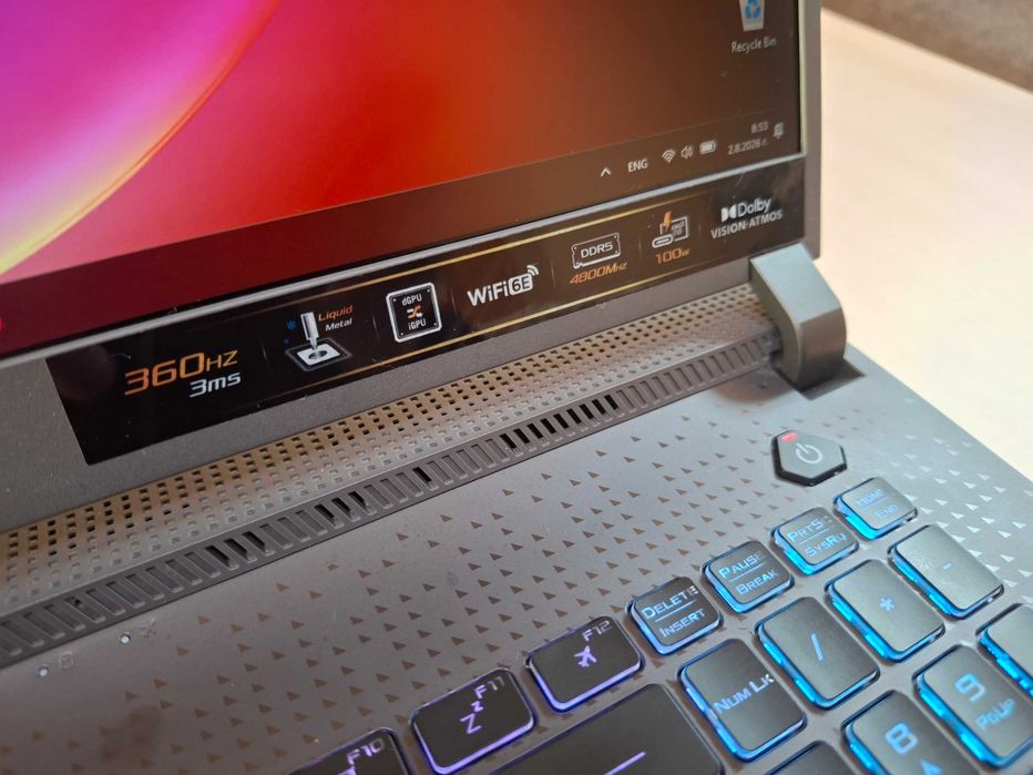 Отличен Лаптоп ASUS ROG Strix G17 G713RM-KH011, 17.3" 300hz, Full HD, AMD Ryzen 7 6800H (3.2/4.7GHz, 16MB), NVIDIA RTX 3060 6GB, 16 GB, 1 TB SSD