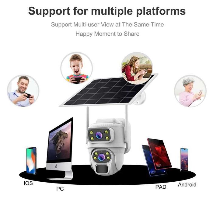 Външна слънчева водоустойчива 4G IP66 8MP нощно виждане CMOS двупосочна аудио PTZ камера за видеонаблюдение с поддръжка на NVR и SD карта