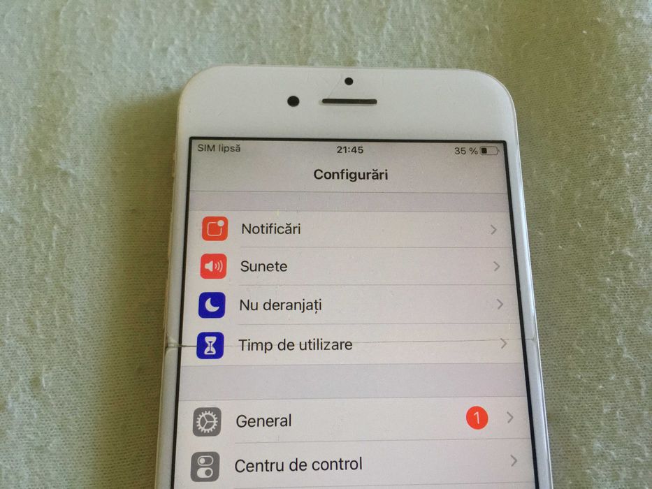 ecran iphone 6s alb, putin fisurat, display si touchscreen functionale