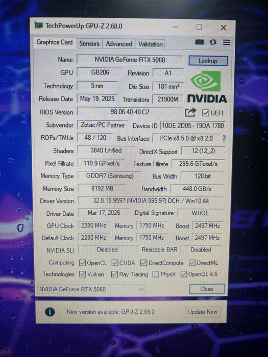 Продам zotec rtx 5060