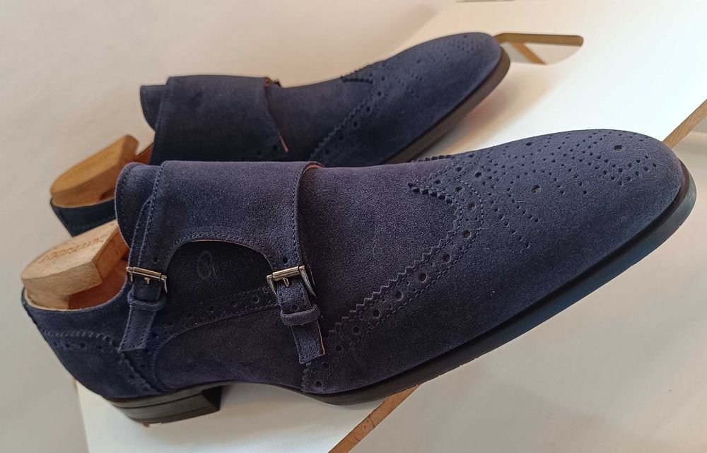 Pantofi monk 44 44.5 de lux GREVE NOI lucrati manual piele naturala