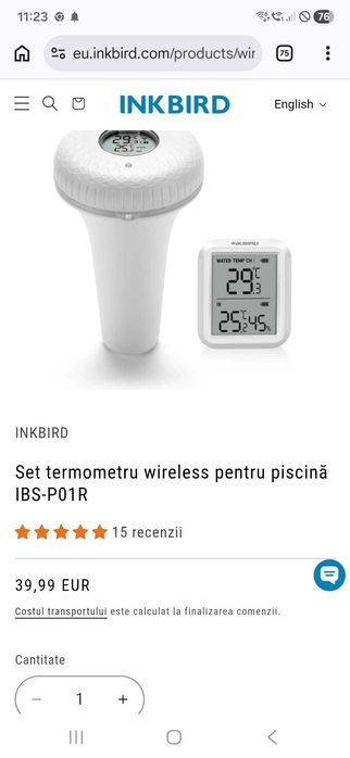 Termometru wireless pentru piscină IBS-P01R