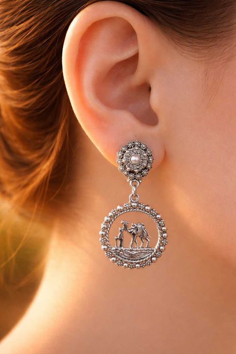 Cercei  "Beduin în Caravană" – Argint Masiv & Manufactură Etnică