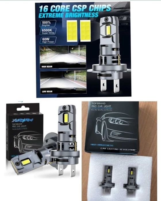 Set 2 Becuri LED H7 Lumina Alba 6500k Lumina Alba 500% CanBus