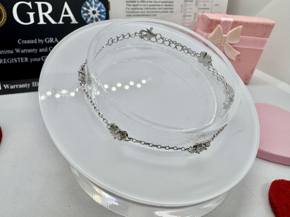 Сребърна гривна с мойсанит (диамант) 0.5 карата