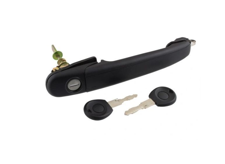 Maner usa exterior Volkswagen Caddy Ii, 192004; Polo 192001; Sharan, 192010, Seat Alhambra, 1910; Ford Galaxy, 192006, tija - 56 mm, fata, stanga=dreapta, negru / texturt; cu chei; cu 1 butuc cheie