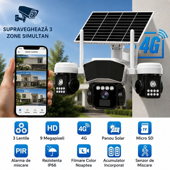 Camera supraveghere  cu panou solar
