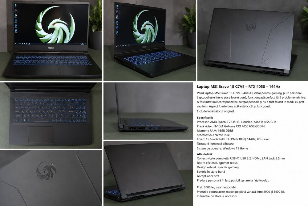 Laptop Gaming MSI Bravo RTX 4050, 144hz