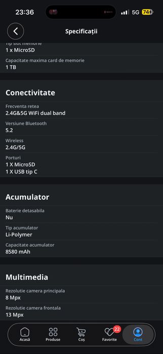 Tableta 10' RAM: 6+14 GB ROM: 128 GB ca nouă, garantie 2027