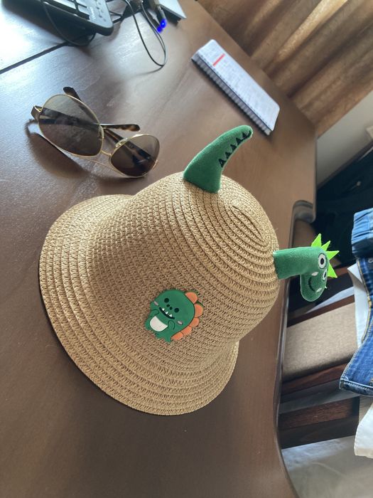 Palarie vara baieti, paie, accesorizata, haioasa, Model Dino