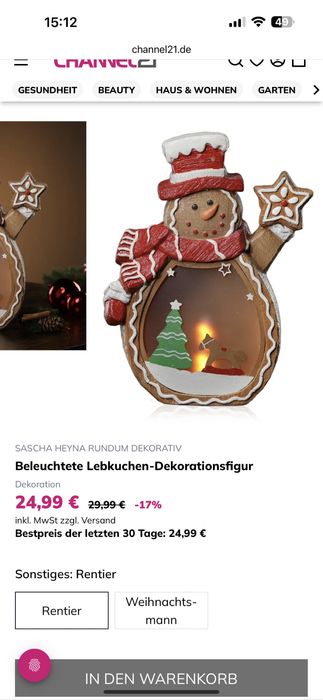 Коледна украса снежен човек светещ имитира сладкиш